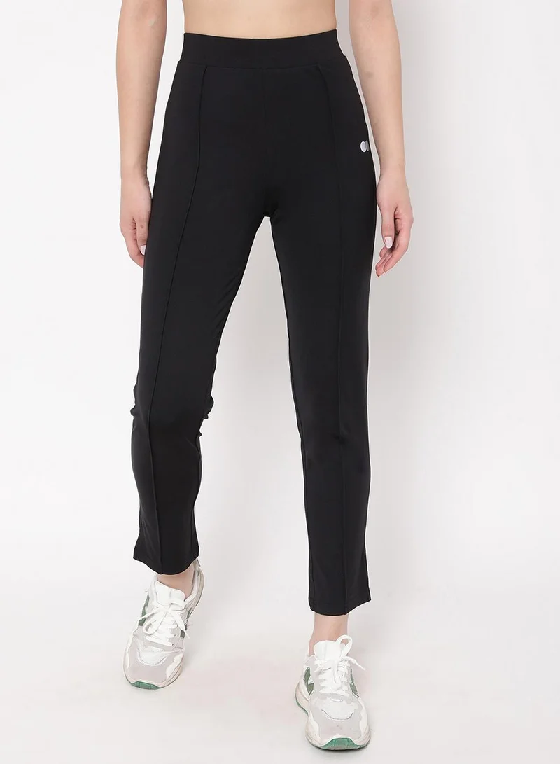 Clovia Black Snug Fit High-Rise Active Straight Pants in Black for Women | Best Price UAE